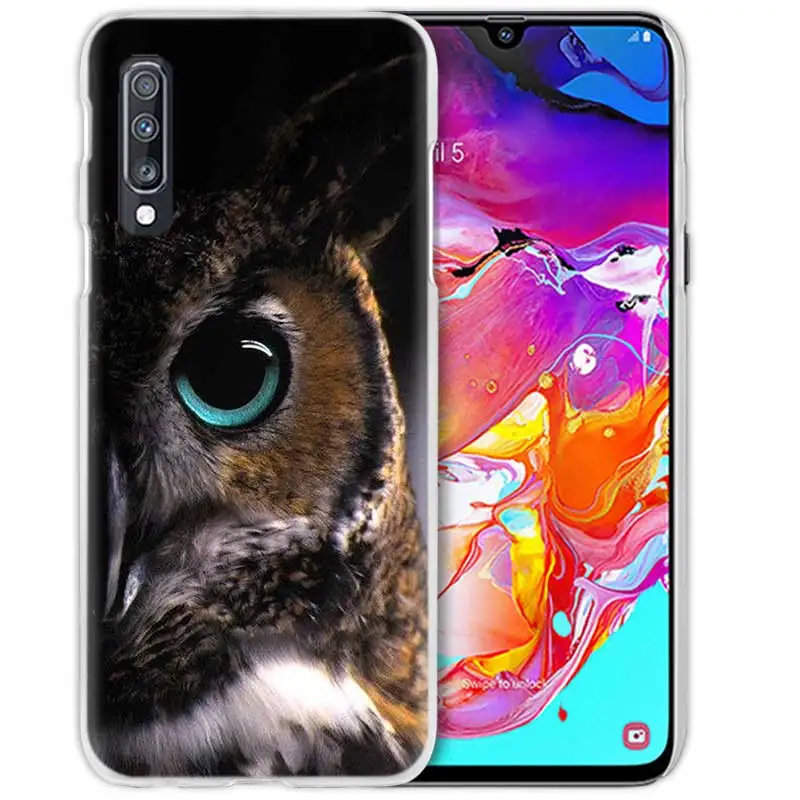 Животное чехол для samsung Galaxy A50 A70 A20e A40 A30 A20 A10 A8 A6 плюс A9 A7 жесткий прозрачный чехол для телефона чехол с камуфляжным принтом совы