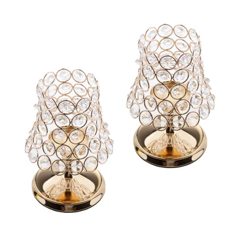 

2 Pieces Romantic Crystal Votive Tealight Candle Holder Candlestick for Candlelight Dinner Decor