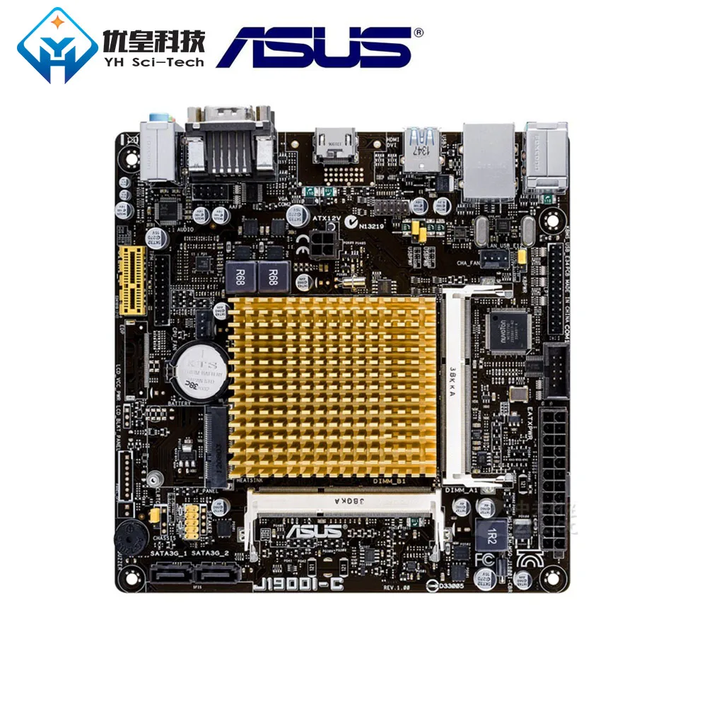 Оригинальная б/у настольная Материнская плата Asus Intel J1900 Asus J1900I-C LGA 1151Celeron J1900(2,0-2,42 ГГц) DDR3 8G Mini-ITX