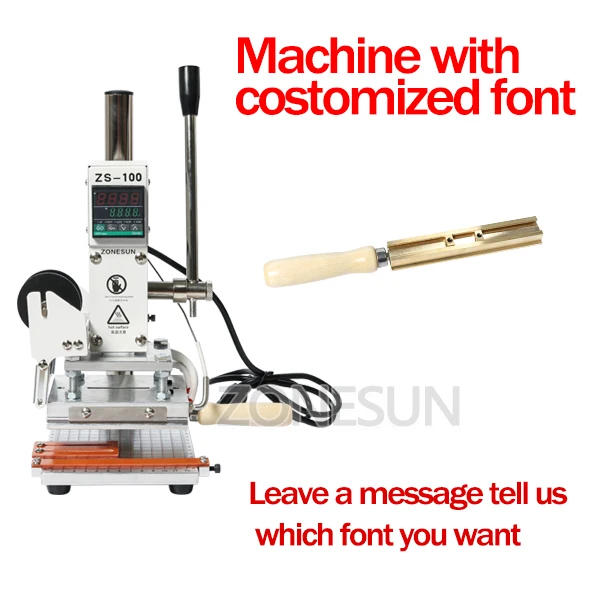 machine with CFONT1 ZONESUN ZS-100 двойного назначения машина для горячего тиснения фольгой ручная Бронзирующая машина для ПВХ карты кожи и бумаги штамповочная машина - Цвет: machine with CFONT1