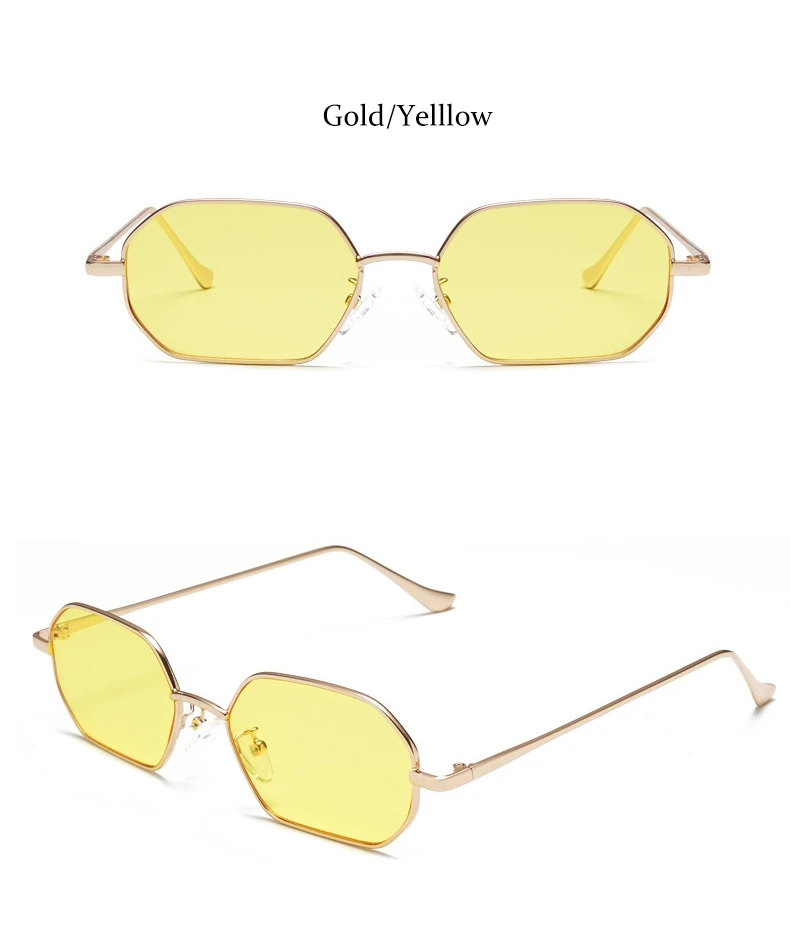 Квадратные женские солнцезащитные очки, модные брендовые женские солнцезащитные очки, Ретро стиль, металлическая оправа, солнцезащитные очки для мужчин, шестигранные, UV400