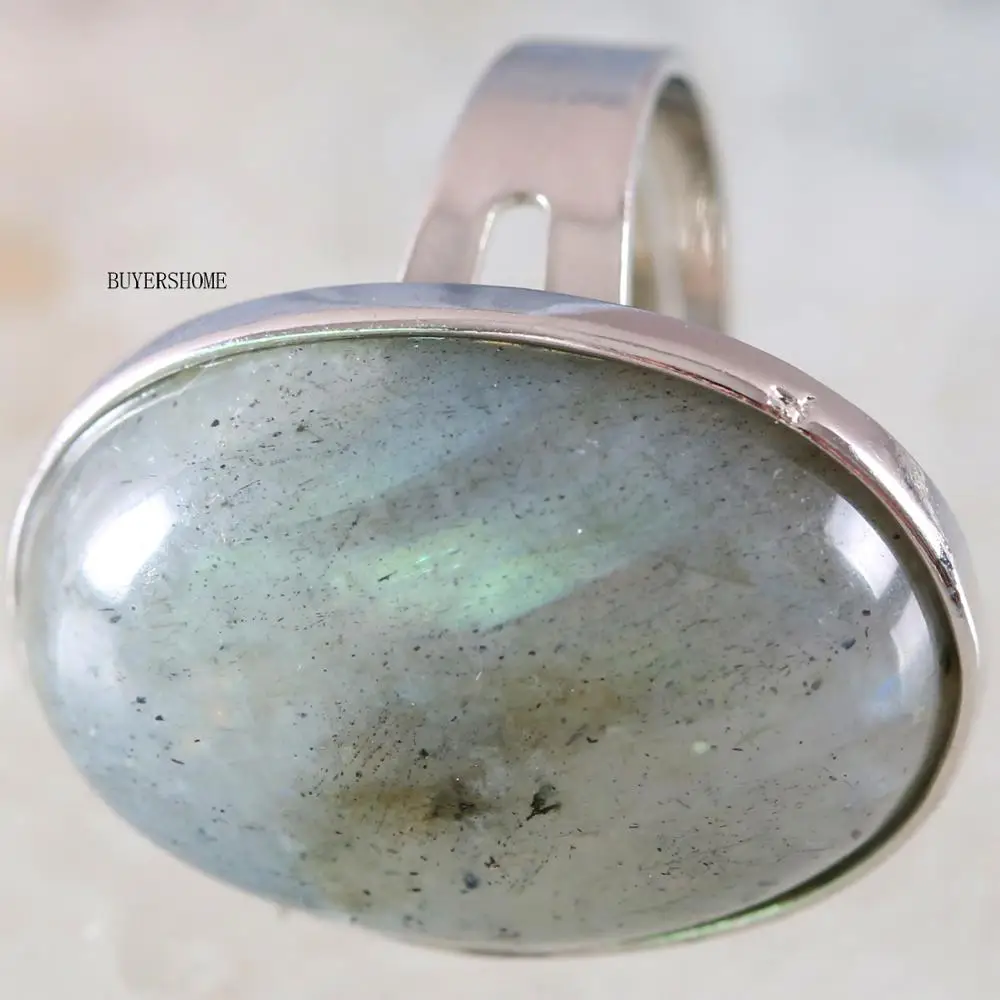 1Pcs Ring Jewelry For Women Men Gift Natural Stone Oval Bead Amazonite Carnelian Onyx Opal Adjustable Finger Ring