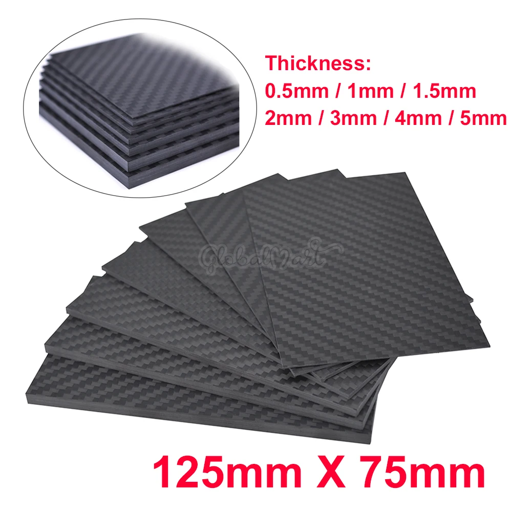 125 мм X 75 мм 0,5-5 мм 3K матовая поверхность саржевая углеродная пластина панель листы высокой композитной твердости материал 125X75 мм 0,5 мм 1 мм 2 мм