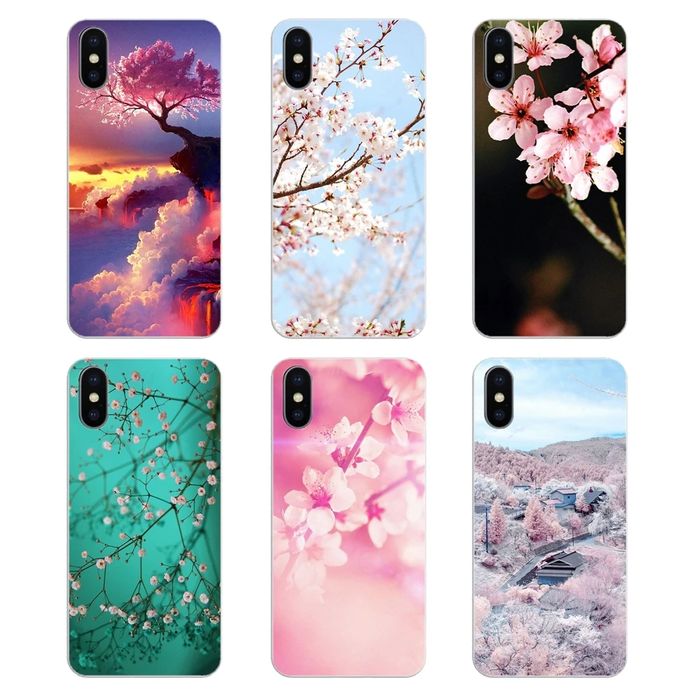 For Nokia 2 3 5 6 8 9 230 3310 2.1 3.1 5.1 7 Plus Pink sakura Flower Japan Cherry blossoms Silicone Phone Shell Cover |