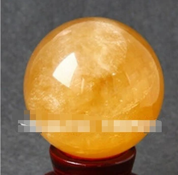

SUIRONG---331+++Natural Citrine Calcite Quartz Crystal Sphere Ball Healing Gemstone 80MM