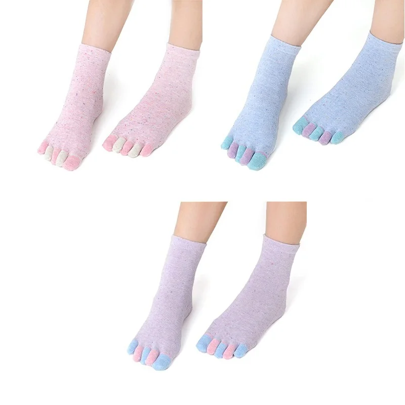 3 пары хлопковых ярких цветов, носки для йоги, пять пальцев, массаж пальцев ног, женские носки, дышащие, полный каблук для внутреннего балета, пилатес - Цвет: Mixed 11