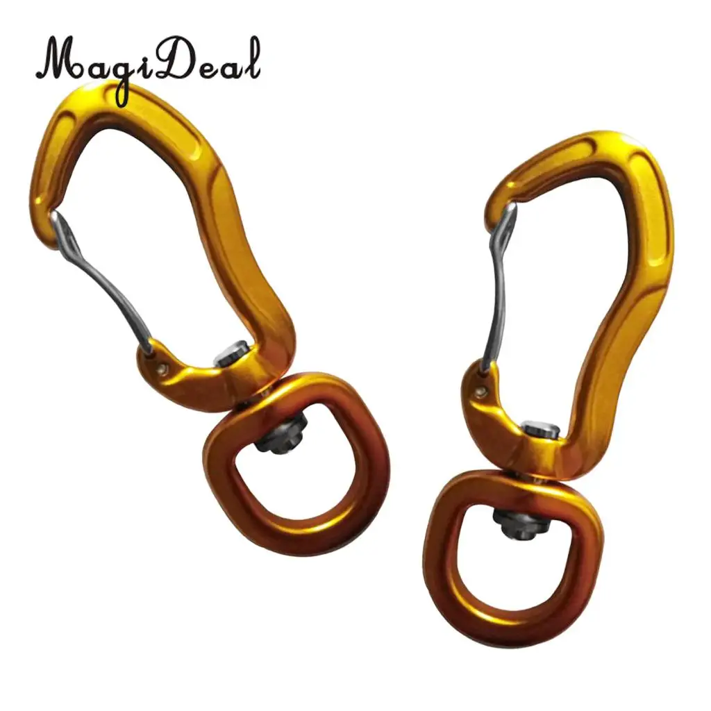 Outdoor 1 Pair Rock Tree Climbing Swivel Carabiner Hanging Connect Hook Camping 71/76mm round eye for Camping Caving Climbing