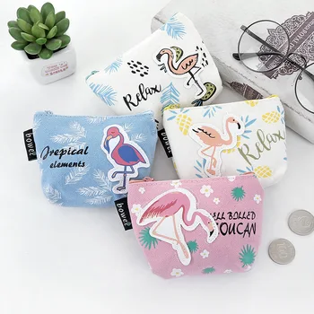 

2019 Girls Canvas Coin Purse Women Zipper Wallet Portable Key Pocket Card Holders Case Small Money Bags Cartoon Storage Pouch