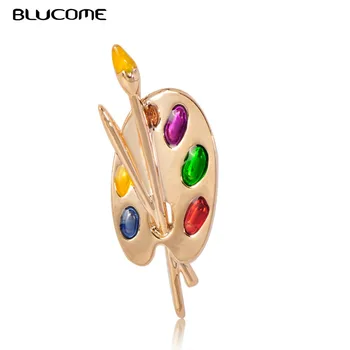 

Blucome Fashion Brooch Colorful Enamel Artist Decorative Palette Badge Unisex Children Dress Costume Sweater Bag Lapel Pins Gift