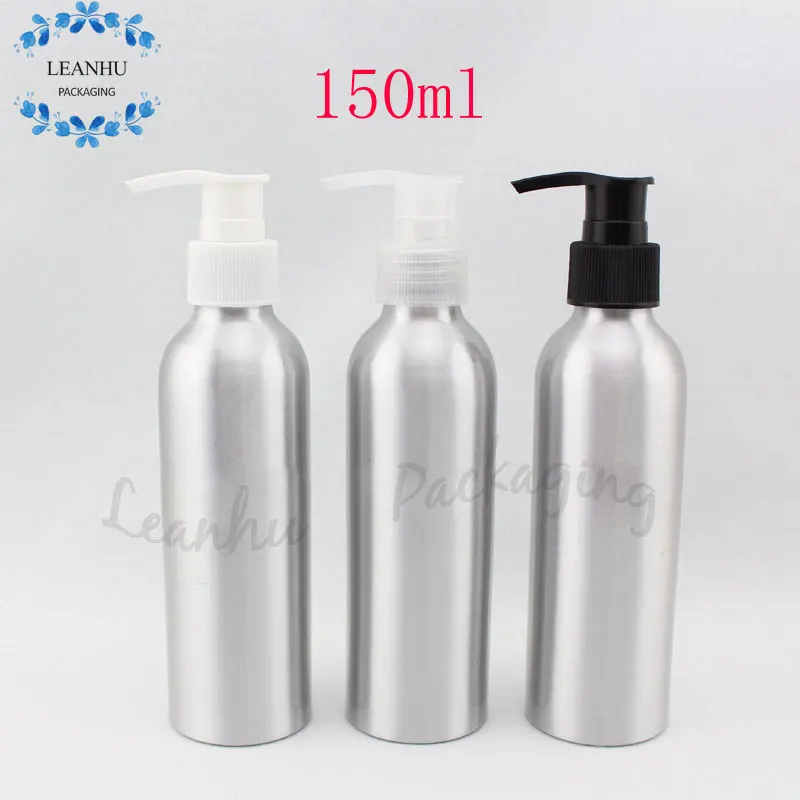 Aluminum Bottle With Lotion Cream Pump,150ml Silver Skin Care Shampoo