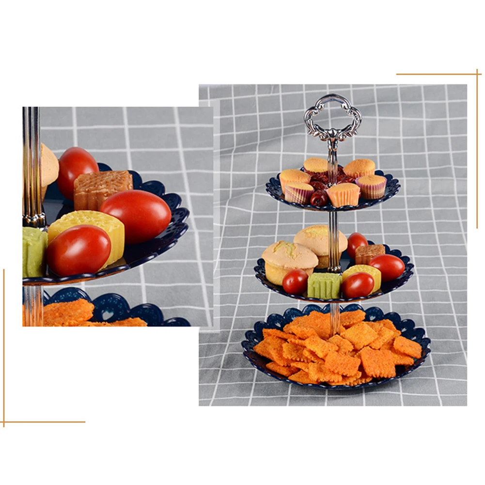 Три-Слои тарелка для фруктов, пирожных стенд десертов овощей кекс хранения стеллажи для выставки товаров для Кухня выпечки инструменты