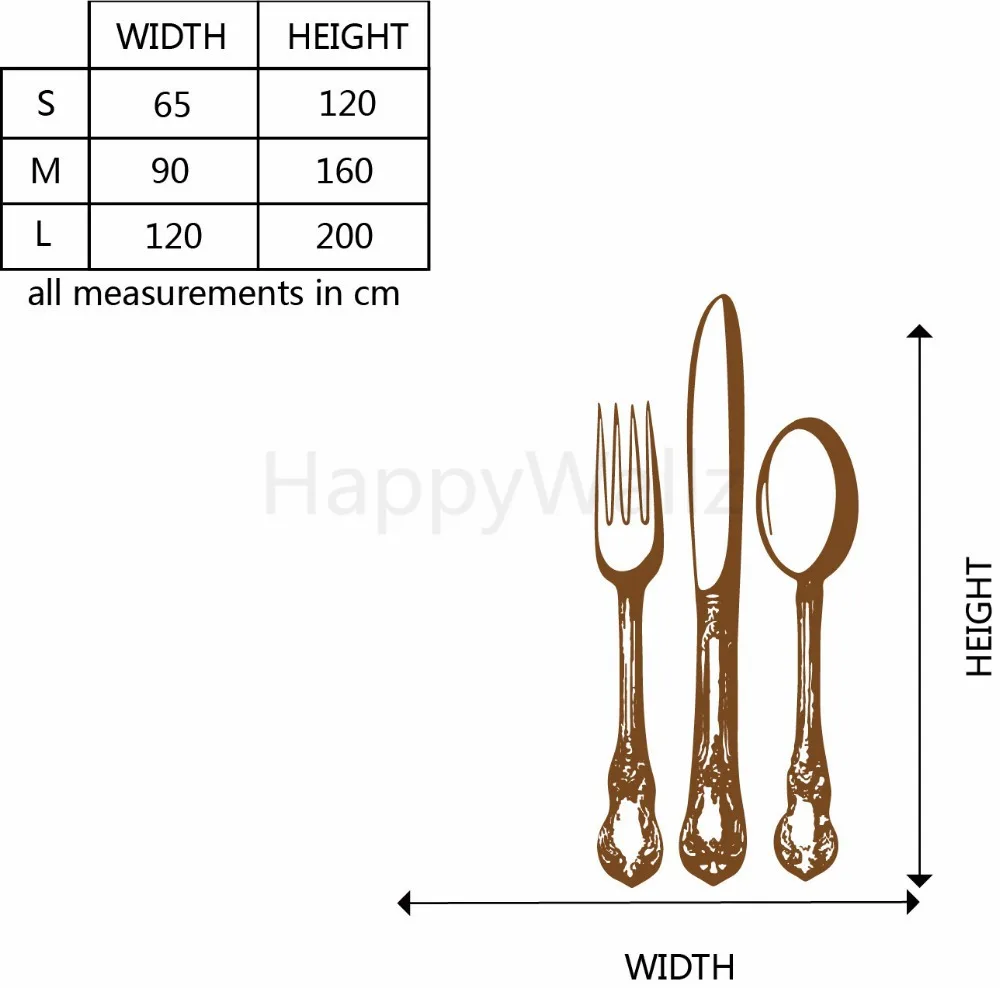 Kitchen Wall Sticker Spoon Fork Knife Kitchen Wall Decal DIY Modern Decor Kitchen Dining Knife Fork Wallpaper M31