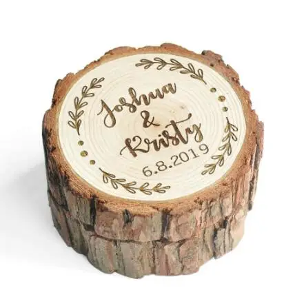 Индивидуальная коробка для колец в деревенском стиле, Заказная коробка для колец с гравировкой, подушка для колец, альтернативный подарок для свадебного душа, Свадебный декор - Цвет: RBMZ-4MaiS-JJ