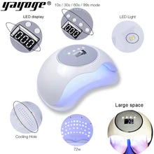 YAYOGE 72 Вт Сушилка для ногтей светодиодный гель-лампа для всех дизайнов ногтей, сухая быстро лампа высокой мощности 50000+ часов usd 4 раза кнопка