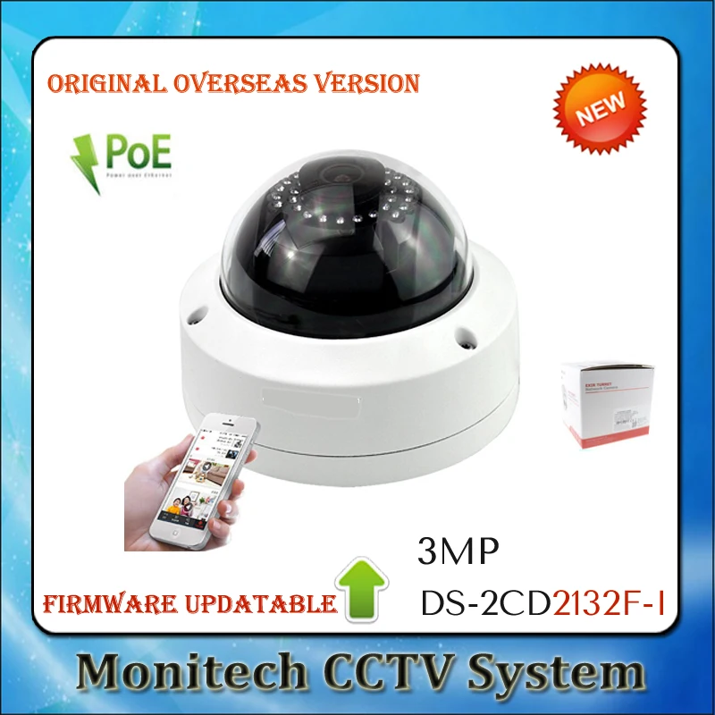 

Hik DS-2CD2132F-I 3MP IR Full HD 1080P Waterproof IP66 Mini Dome POE Network IP Camera CCTV Security Camera System