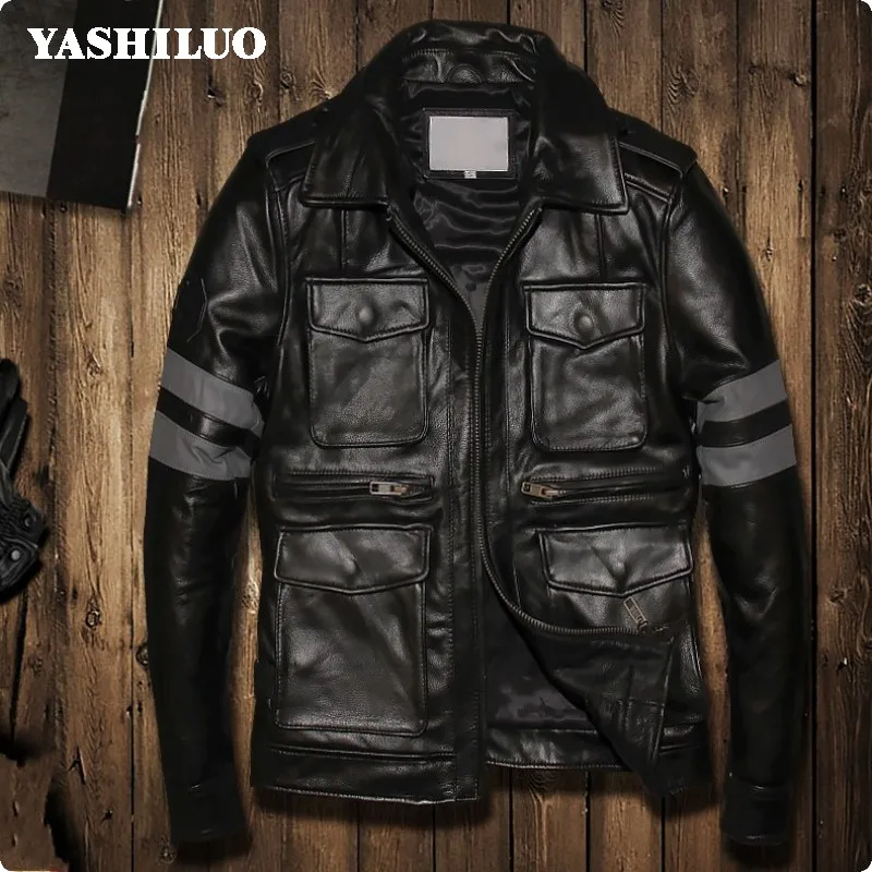 

Korean Style Winter Slim Fit Cow Genuine Leather Mens Short Jacket Motorcycle Fashion Male Coat Jaqueta Motoqueiro Couro