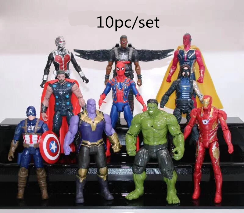 

Avengers 3 Infinity War Spiderman Thanos Hulk Iron Man Captain America Ant Man Thor Loki Robot Action Figure Model Set Toys