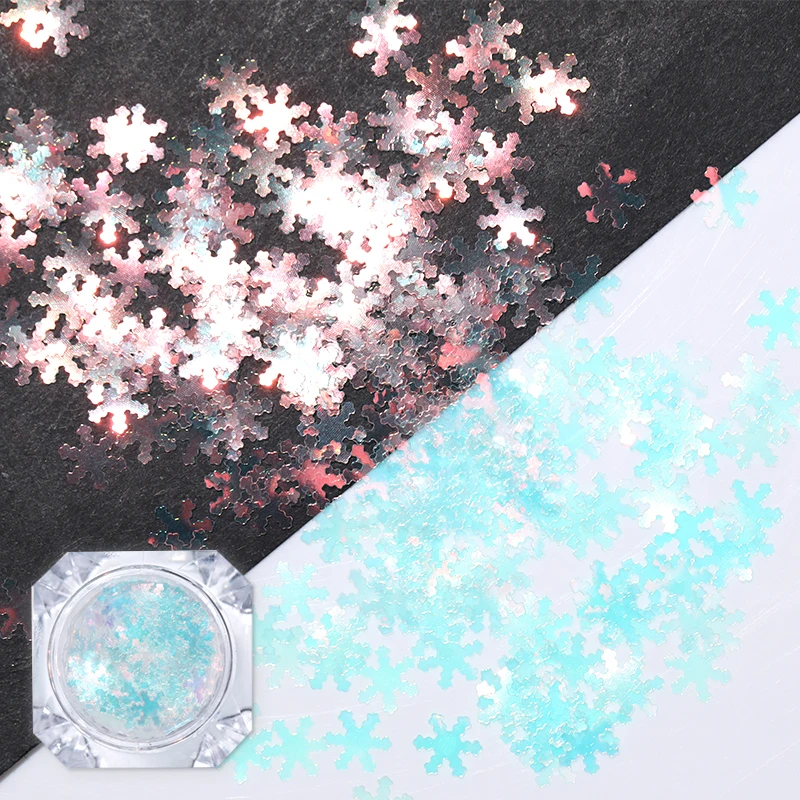 

1 Box AB Color Nail Art Christmas Snowflake Color Glitter 3D Sequins Mixed 3D Designs Manicure Decorations DIY Decals
