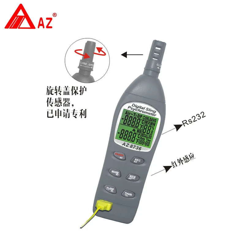 AZ8736Hygrometer-single K Pocket Temperature/Humidity/Dew Point Meter/Wet Bulb Temperature and Humidity Tester