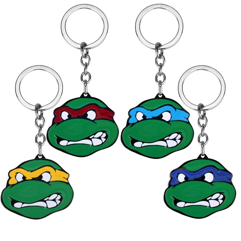 

Hot Sale 4 Colors Anime Cartoon Jewelry Teenage Mutant Ninja Turtles Keychains Pendant Green Key Chain Keyring Metal Jewelry