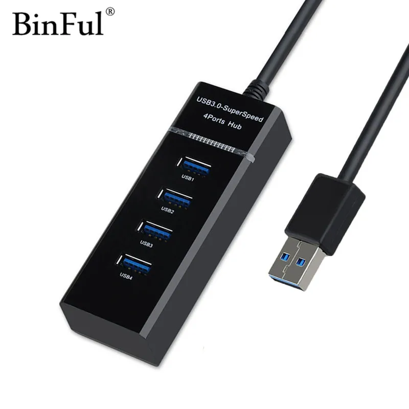 

BinFul USB HUB 3.0 External 4 Port USB Splitter High Speed 5Gbps with LED Light for iMac Computer Laptop Accessories hub-usb