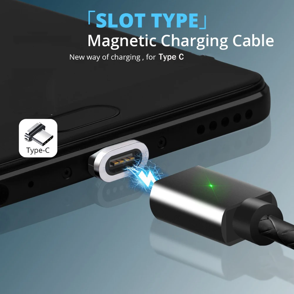 Jetjoy Type C Magnetic Charger Cable USB C 3A Fast Charging Phone Lead Cord For Samsung S8 S9 LG Xiaomi For Huawei Mate 20 Pro