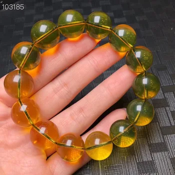 

15.5mm Natural Blue Amber Bracelet From Mexico Round Beads For Woman Man Gift Healing Stone Gemstone Bracelet AAAAA Certificate