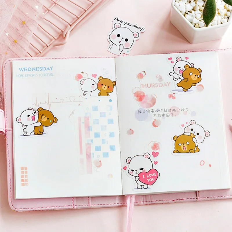 45 шт./лот, Мультяшные наклейки Rilakkuma для детей, дневник, украшение, Kawaii Bear, бумажные наклейки, скрапбукинг, пуля, дневник, наклейки