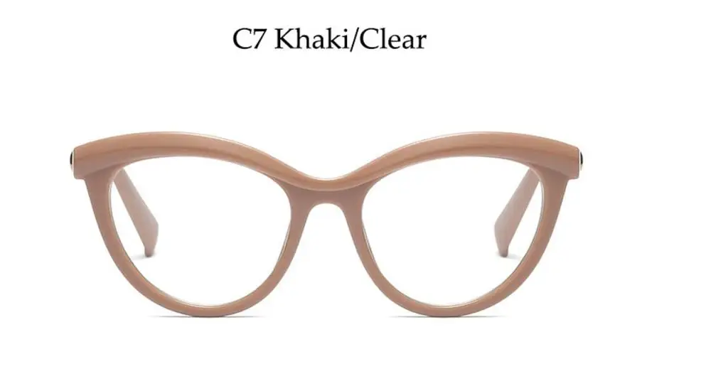 c6 khaki clear Модные очки для близорукости, оправа для очков, прозрачные очки для девушек, женские оптические очки, оправа, дизайнерские брендовые роскошные очки - Цвет оправы: c6 khaki clear