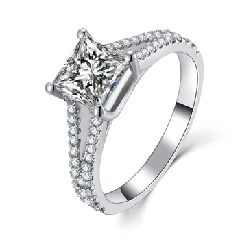 

Antique Filigree Jewelry 2Ct Princess Cut Synthetic Diamonds Wedding Ring Solid 925 Sterling Silver White Gold Color Jewelry