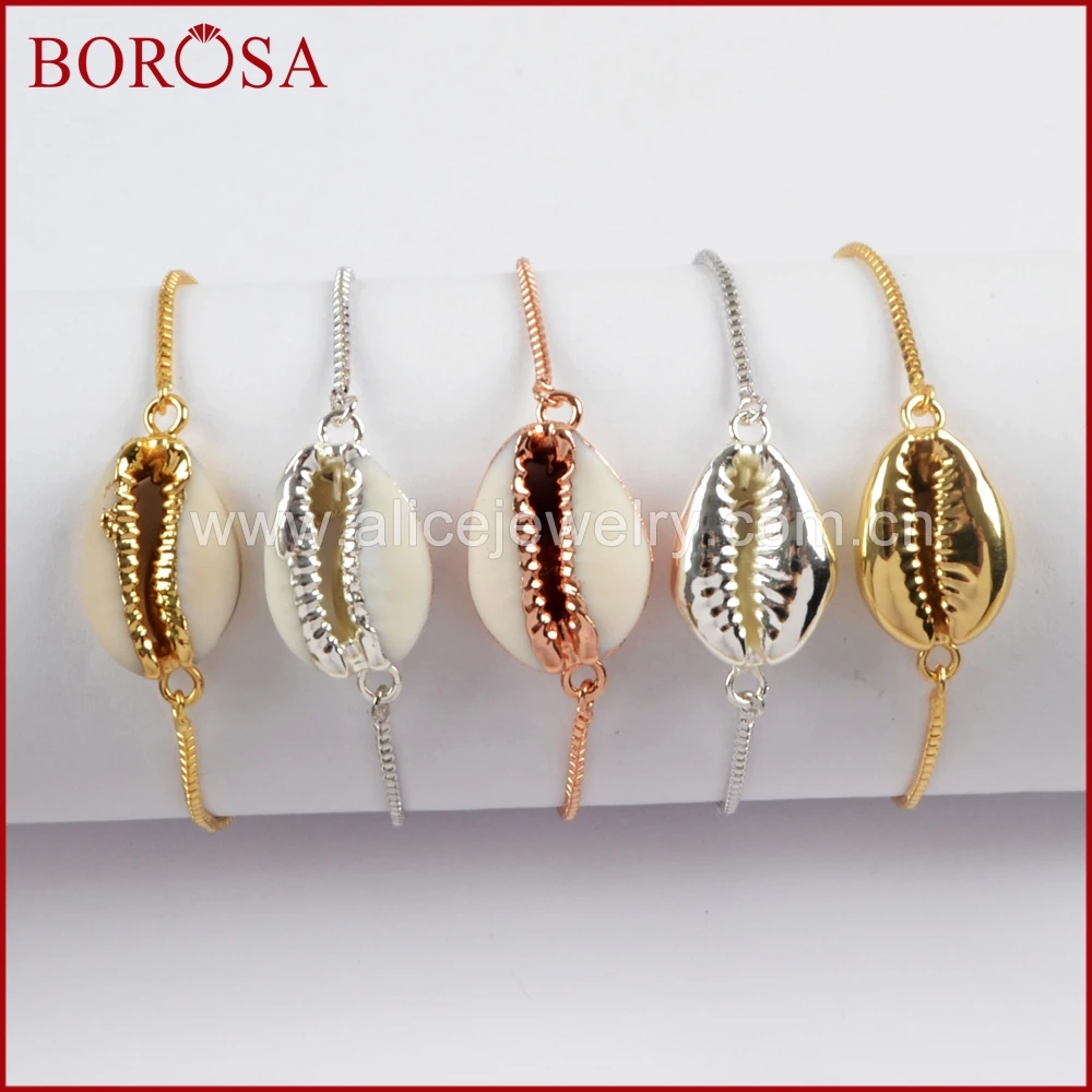 BOROSA 5/10 шт Новый золотой цвет натуральный корпус Cowrie регулируемые браслеты модный