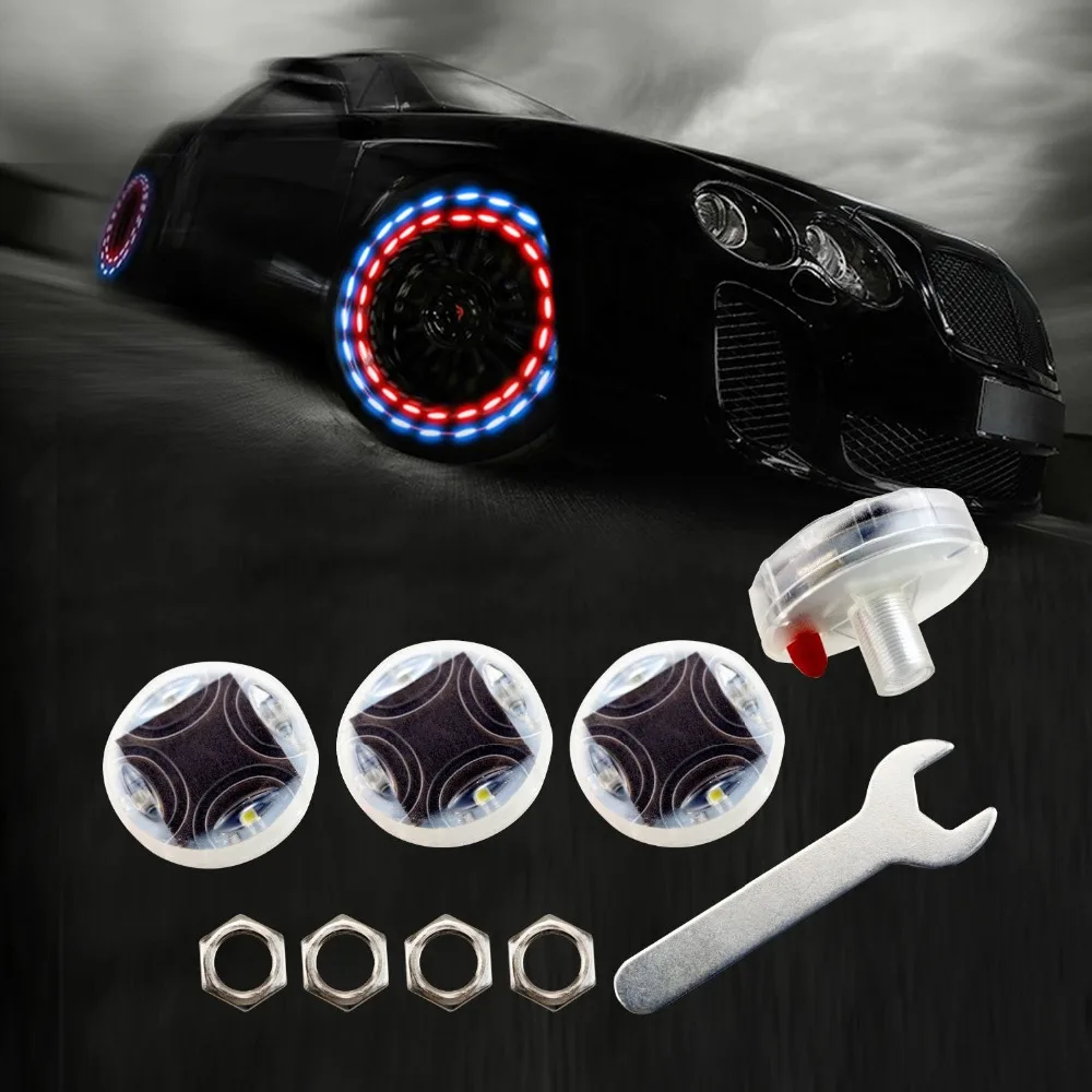 Car Tire Wheel Lights Solar Waterproof Auto Energy Lamp Decorative Tire Air Valve Cap Colorful LED05