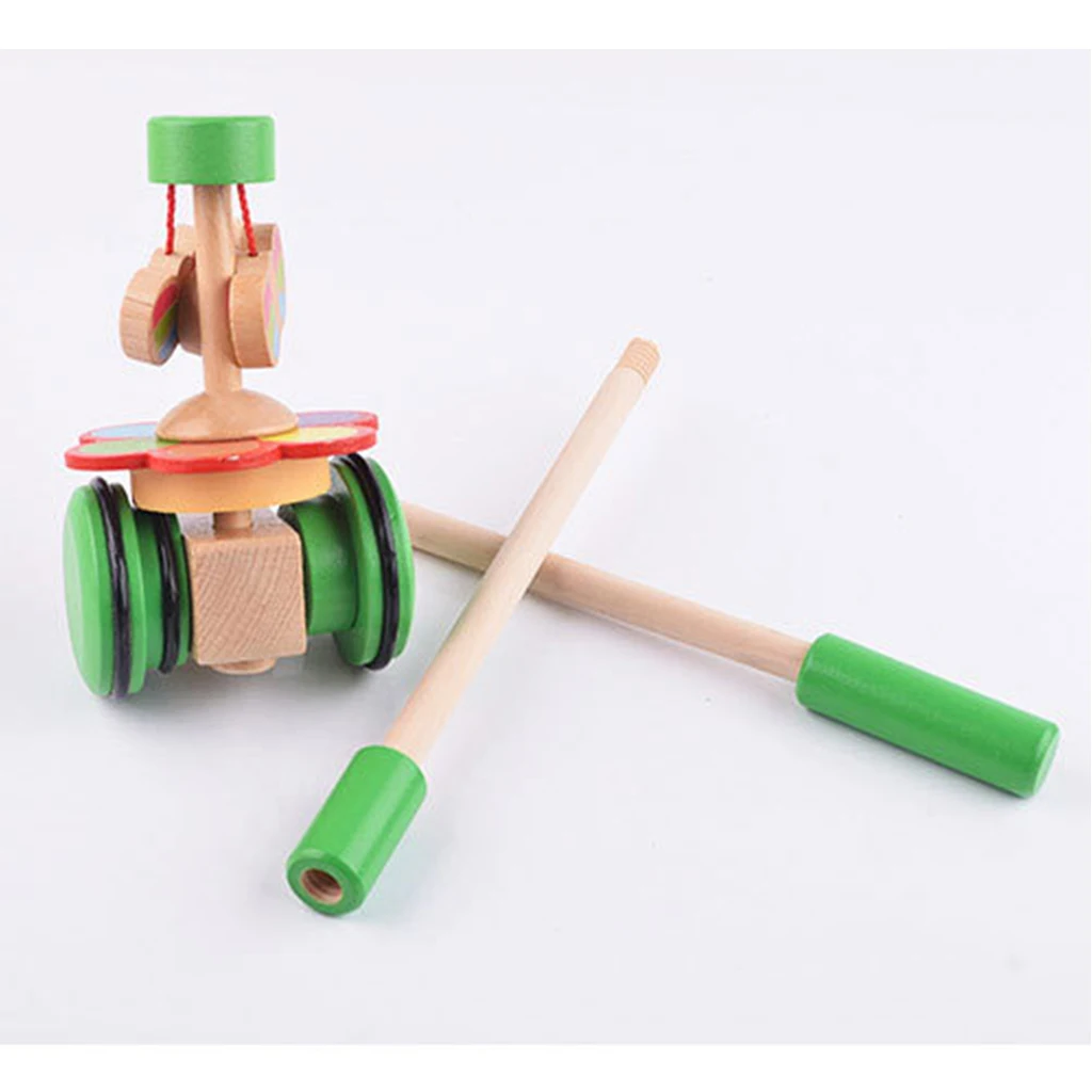 Wooden Push & Pull Dancing Butterfly Toddler Walking Toy Developmental Baby Toy