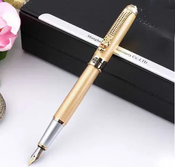 

JINHAO 1000 Golden Dragon Red Crystal Eyes Fountain Pen with Push in Style Ink Converter luxury metal caneta with 5pcs ink sac