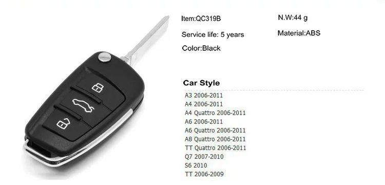 Tcart новые продукты из АБС-пластика автомобиля нет смарт-складной ключ крышка для audi a3 8P 8V a4 B7 B8 a6 C6 a8 tt q7 Q3 Q5 s6 s3 s4 чехол для ключей