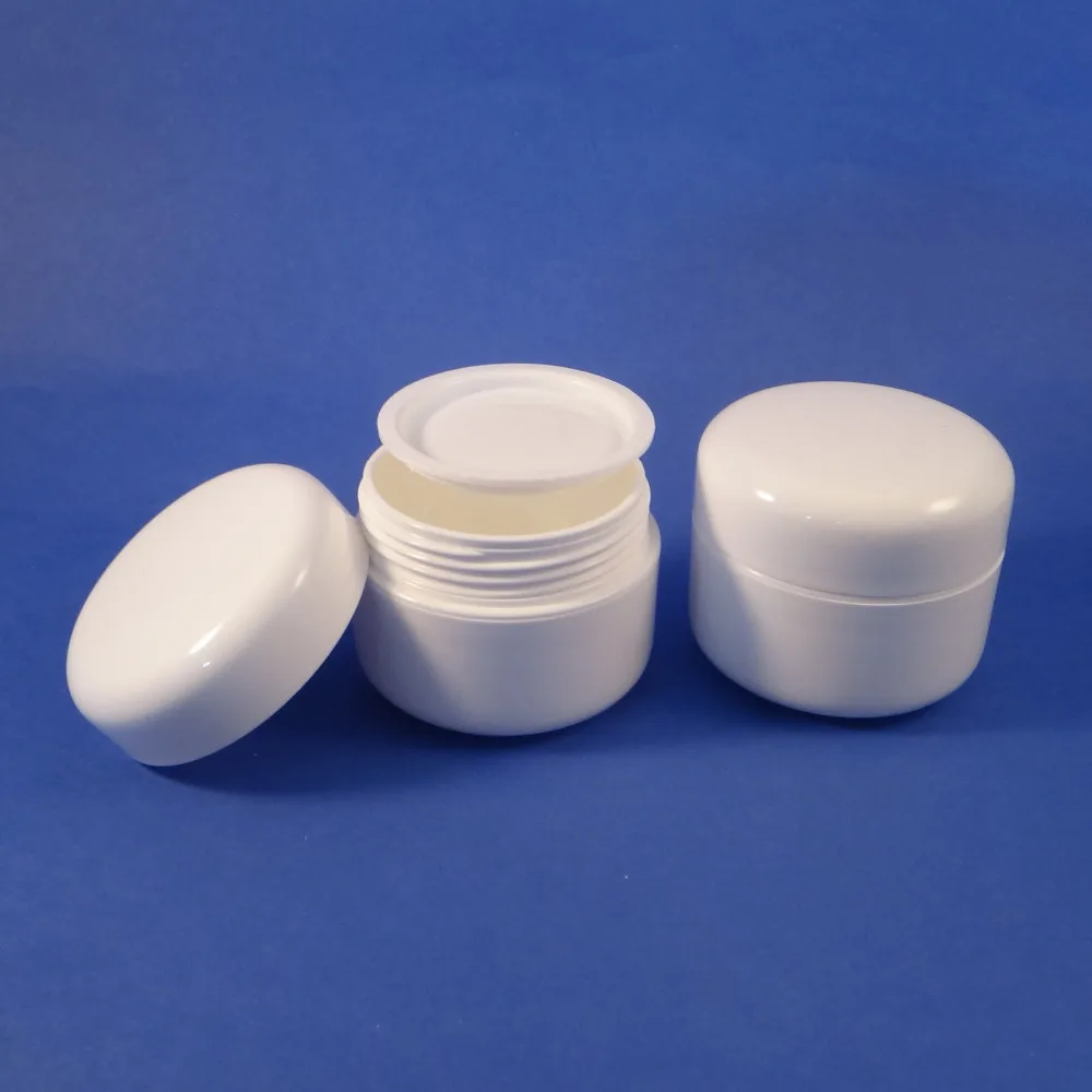 

24 Pcs White 1oz 30ml Plastic Cosmetic Double Wall Cream Jars Containers Makeup New (AY62(20)-C-30ml=24pcs)