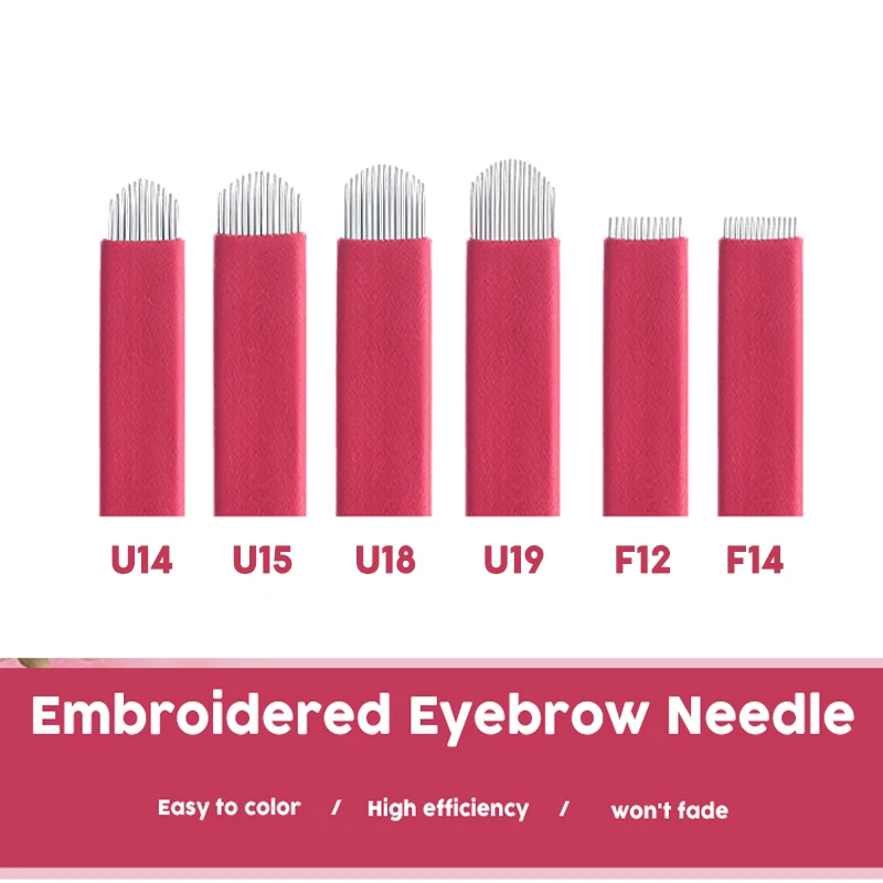 

12 14 15 18 19 Pin U shape Permanent Makeup Eyebrow Tattoo Needles Blade For 3D Embroidery Microblading Tattoo Pen accessory