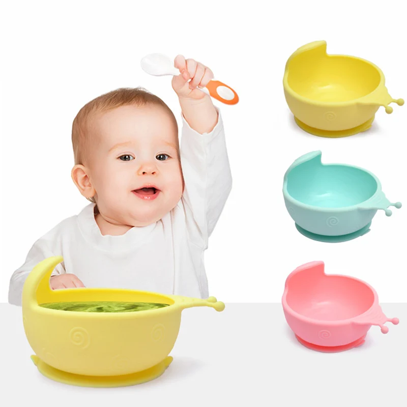 

High Quality Silicone 15*12*8.6cm Baby Dishes Silicone Baby Fashion Baby Bowl With Cup Suction Feeding Food Dishes Tray