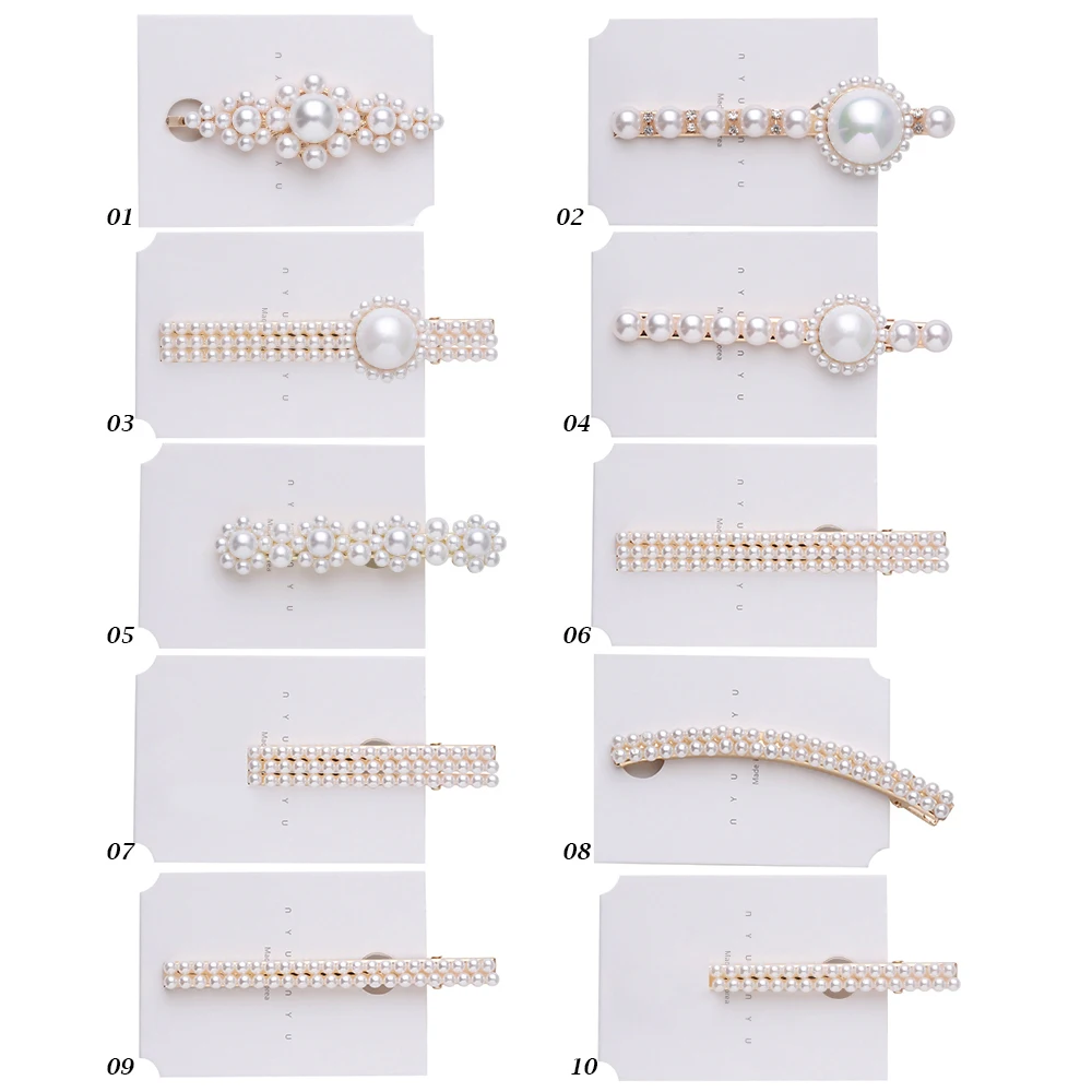 

Hot 1pc Pearl Hair Clip Vintage Rhinestone Headwear Fashion Bangs Clips Clamp Hairpins for Women Girls Hair Styling Tool