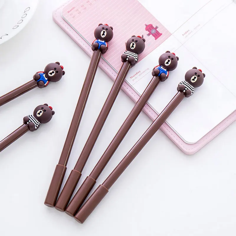 

2 pcs/lot Brown bear gel pen writing pens kawaii stationery caneta material escolar office school supplies papelaria