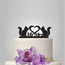 Персональный Свадебный торт Топпер на заказ акриловые украшения для торта Mr and Mrs торт дизайн для любителей кошек Свадебные украшения