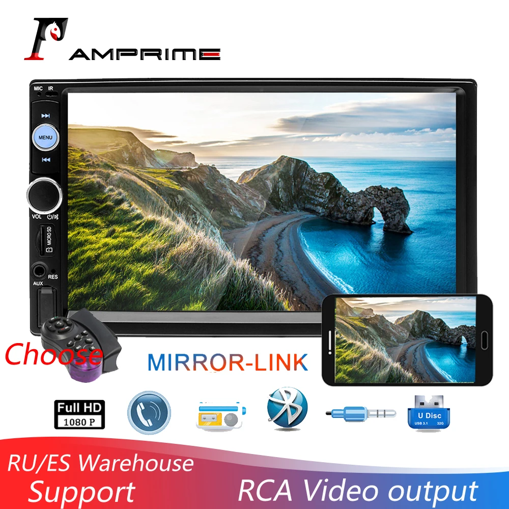 

AMPrime 2 din Car Radio 7" HD Autoradio Multimedia Car MP5 Bluetooth 2din Car Stereo Rear View Camera ISO Android Mirror Link