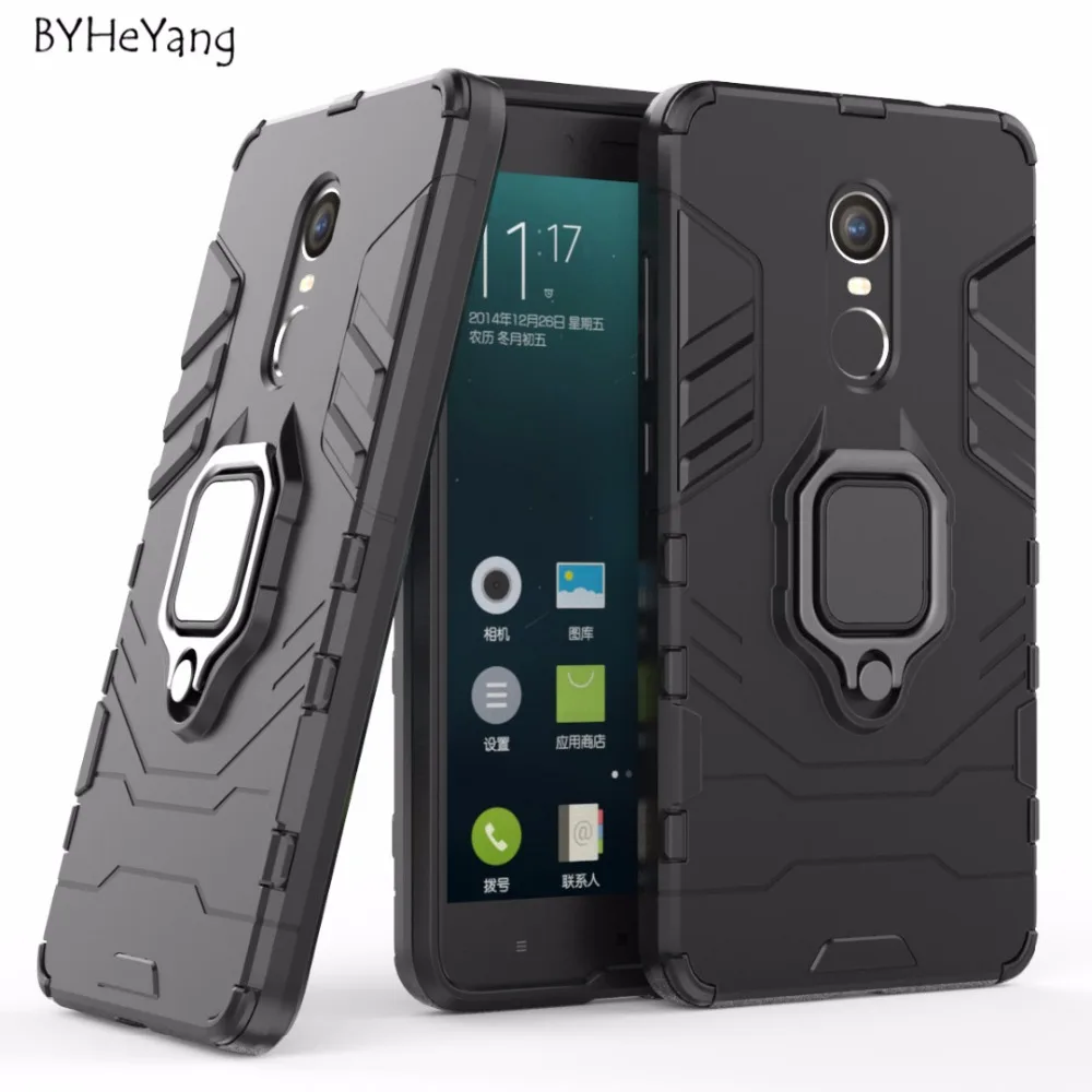For Redmi Note 10 9 8 7 Case Armor Protective Cover Xiaomi 4 4X Car Magnetic Mount Ring Bracket Holder | Мобильные телефоны и