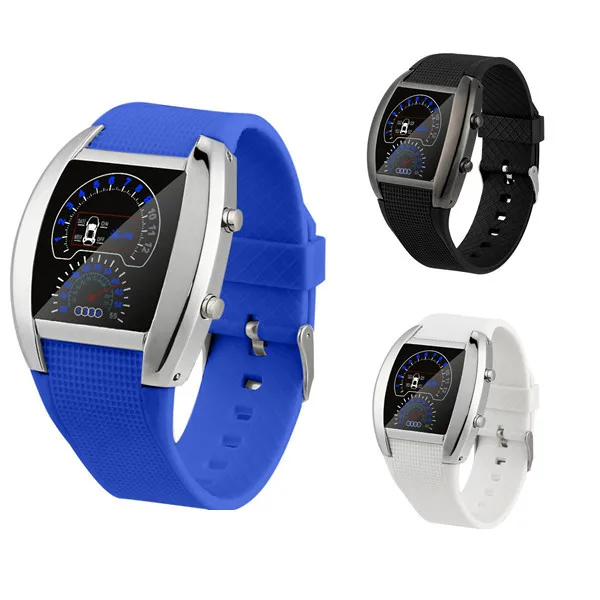 

#5001 Fashion Leisure Creative Watch Fashion Aviation Turbo Dial Flash LED Watch Gift Mens Lady Sports Car Meter