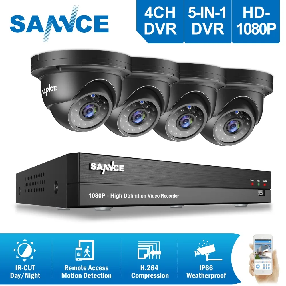 SANNCE 4CH 1080P HD CCTV System 1080P DVR Kit 4pcs 2.0MP outdoor Security Cameras System IR night Video Surveillance Kit SANNCE 4CH 1080P HD CCTV System 1080P DVR Kit 4pcs 2.0MP outdoor Security Cameras System IR night Video Surveillance Kit