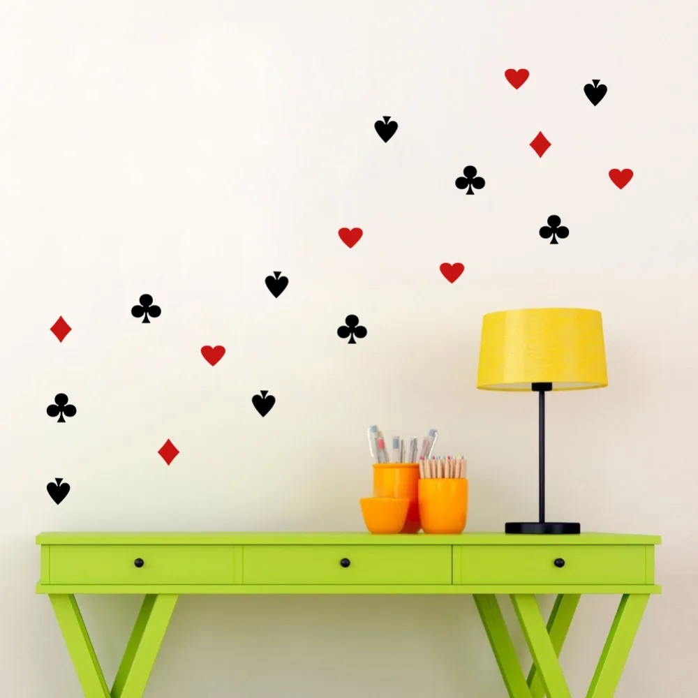 

Playing Cards Design Wall Decal Art Poker Cards Vinyl Mural Sticker for Living Room Bedroom