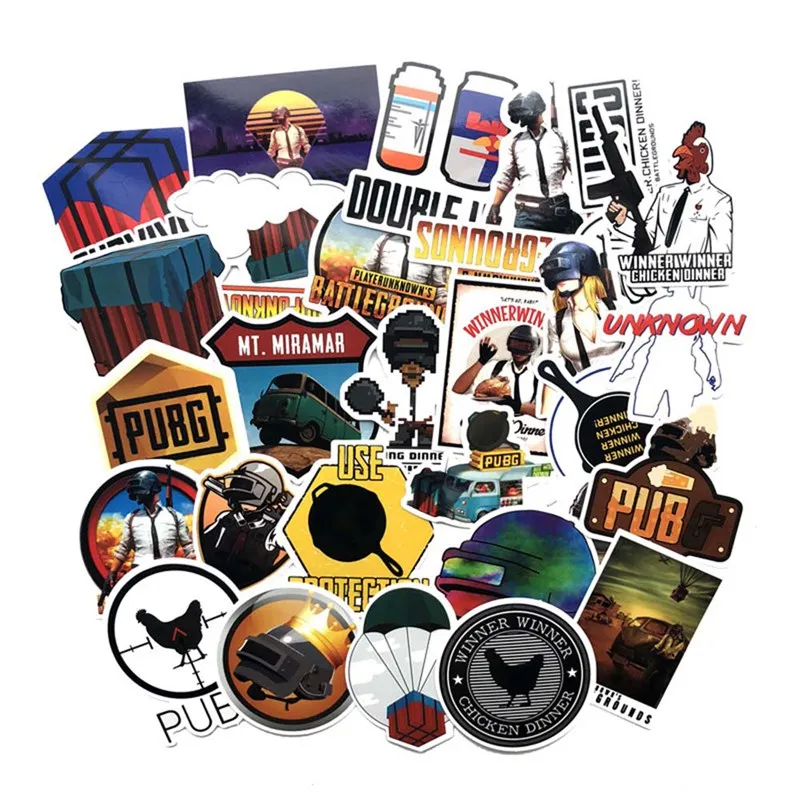 

29Pcs/lot Playerunknows PUBG Game Stickers For Car Laptop Luggage Computer Bicycle Phone case Skateboard Pad Decal Sticker 2018