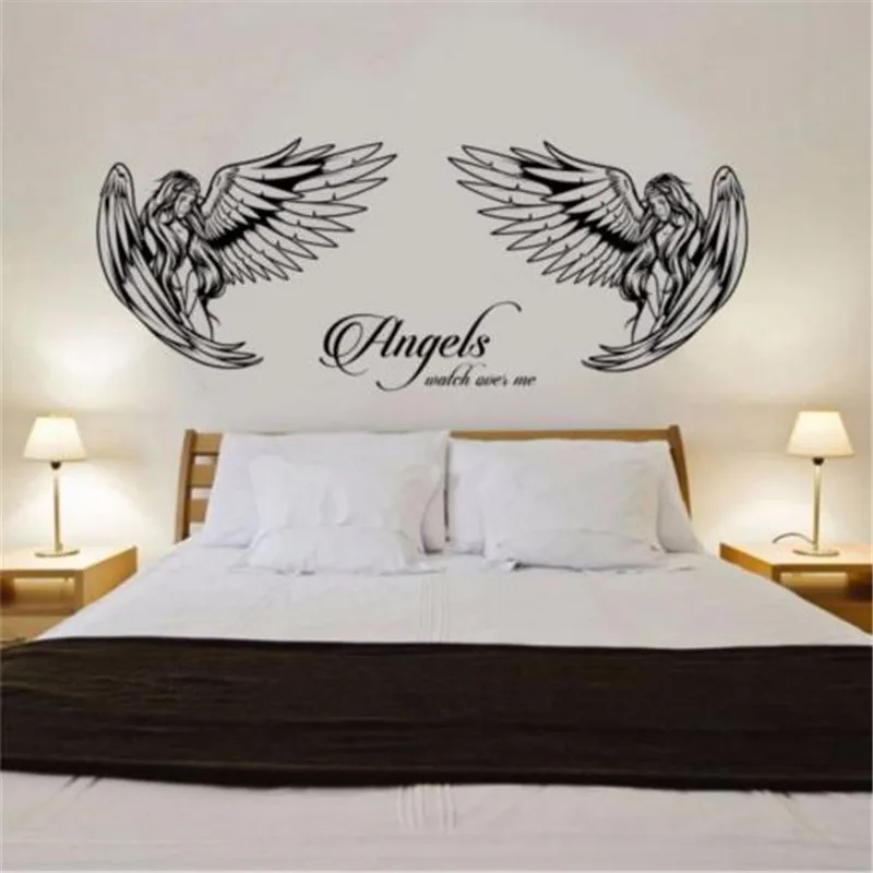 Настенная Наклейка с ангелами часы на мне цитата картина для спальни|wall art stickers|art