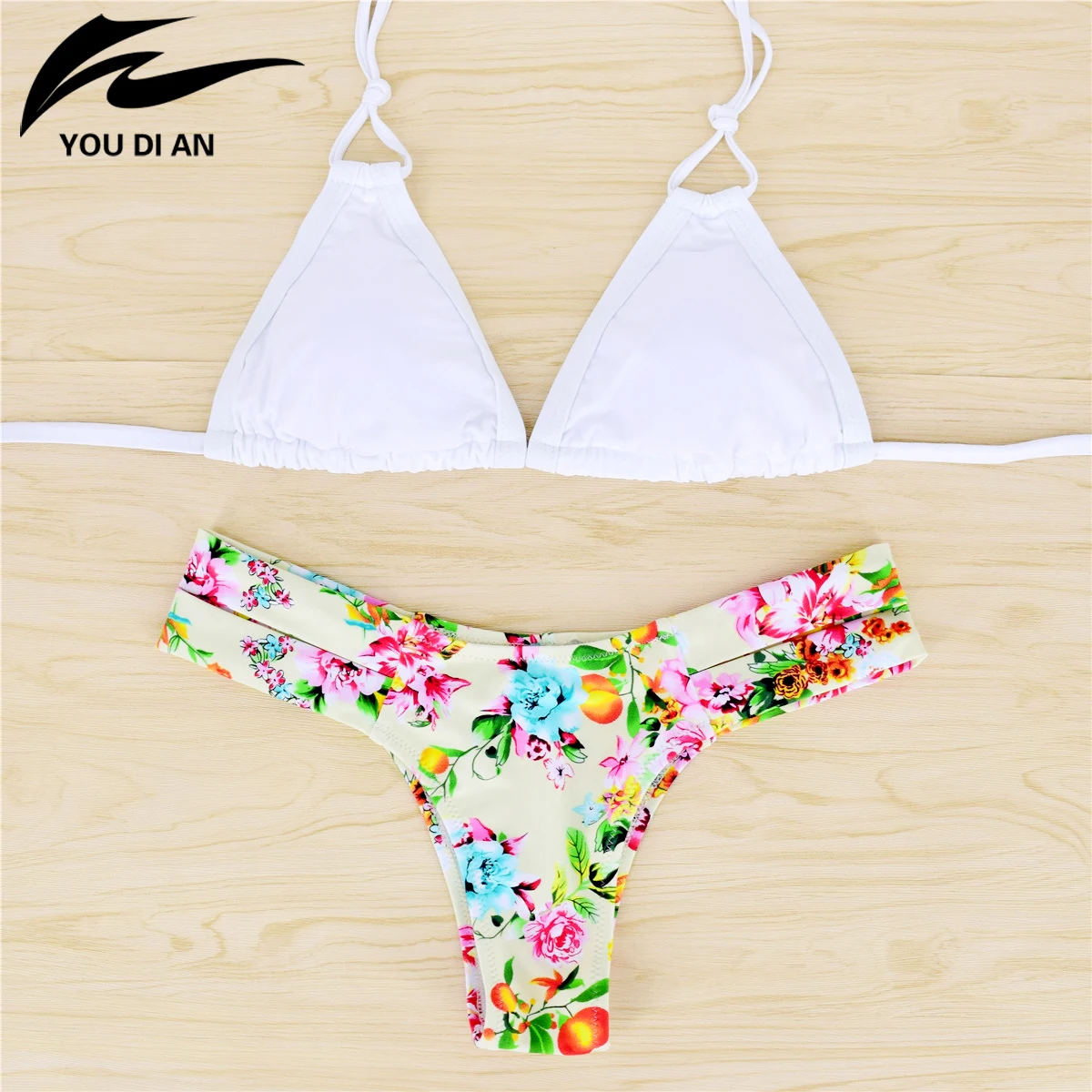 

Low Waist Bikini Elastic Biquinis Durable Swimsuits Women Printing Flowers Costume Swimming Suit Sport Suit Bathing Suit Women