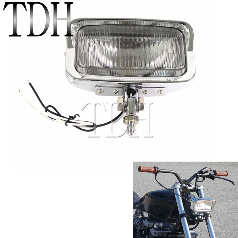 

Chrome Motorcycle Rectangle Lamp Retro Headlight For Harley Chopper Bobber Scrambler Cruiser Yamaha Honda 70'S Universal